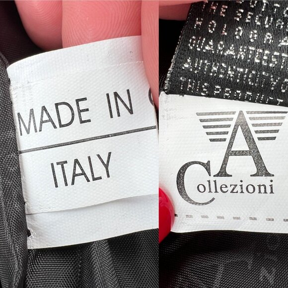 A Collezioni Italian Black Faux Leather Motorcycle Jacket Men’s XL European Chic - Picture 9 of 15